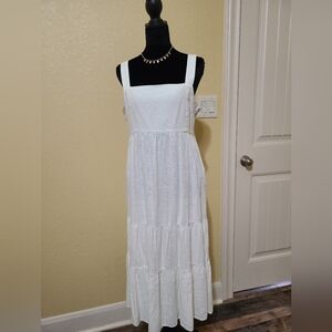 NWT Michael Kors White Tiered Square-Neck Maxi Dress Size Medium